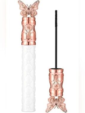 🦄 Luxury White & Rose Gold Mascara Tube - Volumizing Lash Formula